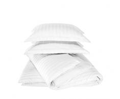 De Witte Lietaer Parure Zygo White/Blanc-2 personnes-1 housse de couette 260 + 2 taies doreiller avec volant, Coton Peigné, 260x220 cm