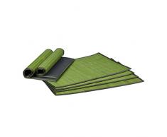 Relaxdays Set de table chemin de table en bambou lot de 6 table à manger rectangle tapis de table antidérapant lavable, vert- 30 x 45 cm