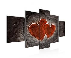 Tableau decoration murale Coeur bois 200 x 100 cm - XXL Impression sur Toile Salon Appartment 5 Parties - prÃªt Ã accrocher - 104151b