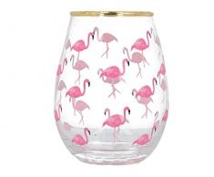 Creative Tops Ava et I Flamingo décoré en Verre de vin, 590 ML (0,6 l), Clair/Rose, 9 x 9 x 12 cm