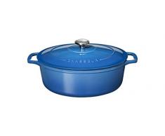 Chasseur PUC473141 Cocotte ovale-31 cm fonte émaillée 6 liters, Bleu poséidon (intérieur Sable)