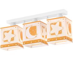 Dalber 63233j Lune et Ã©toiles Plafonnier, 3Â ampoules, plastique, orange, 48Â x 12,5Â x 20,5Â cm