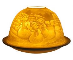 Him DL0017 Bonhomme de Neige (Snowmen) -photophore en Porcelaine, Blanc CassÃ©, 12x12x8 cm