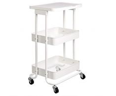 AmazonBasics Desserte de cuisine Ã deux Ã©tages et avec Ã©tagÃ¨re MÃ©tal blanc