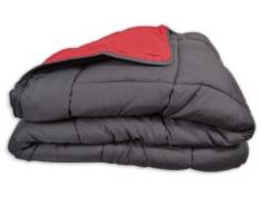 Couette bicolore Polyester Gris/Rouge 160 x 220 cm - POYET MOTTE - Gamme CALGARY