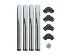 Emuca 2034251 Lot de 4 Pieds de table réglable ø 60 x 830 mm en Acier Nickel Satiné