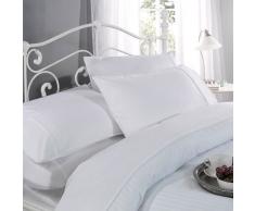 Dorchester Ritz Parure De Lit Avec Housse De Couette et 2 Taies DOreiller 100 % Satin de Coton 300 Fils Blanc - 200x200 cm