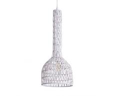 Luminaire Laila, suspension rotin, 60 W, blanc, ø 23 x H 60 cm
