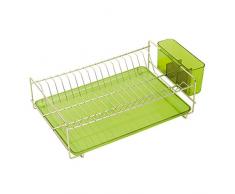 Sauvic 91030-Ãgouttoir à Vaisselle, Inoxydable 18/8, avec Plateau Vert, 38,5 x 25 x 12 cm