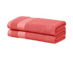 AmazonBasics Performance Serviettes de toilette - 2 essuie-mains, Rose corail