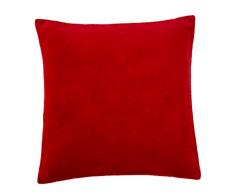 Blanc des Vosges Pacha Housse et coussin Velour de coton Cerise 45 x 45 cm
