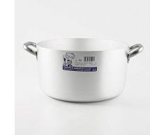 Pentole Agnelli, Casserole Haute en Aluminium avec 2 poignées en Acier Aluminium Nu 34 cm Argent