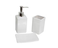 FRANDIS 196212 Coffret SDB cÃ©ramique Blanc : 1 Porte-Savon, 1 Flacon Pompe, 1 gobelet
