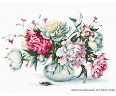 Lucas-S LB2263 Kit pour Point de Croix Compté Motif Vase de Pivoines Rose 23 x 34,5 cm
