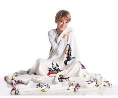 Kanguru Couverture en Polaire Peanuts Plaid 130 X 170 cm, Blanc, Unique, 100 % Polyester, Bianco