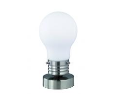 Reality, Lampe de table, Edison 1xE14, max.40,0 W Corps: Verre opale, Nickel mat Ã:11,0cm, H:21,0cm IP20,Interrupteur de cordon