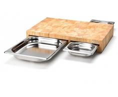 Continenta Planche à découper en Bois Multifonction avec 3 tiroirs, en Acier Inoxydable 50 x 32,5 x 8 cm