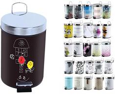 MSV 100485 Poubelle Imprimé Marelle Inox/Polypropylène 3 L