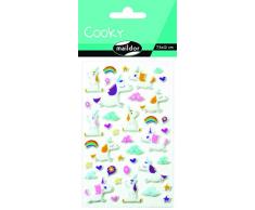 Maildor CY063O - Un sachet de gommettes 3D Cooky 1 planche 7,5x12cm, Licornes (40 stickers)