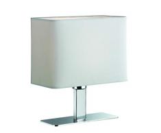 Reality, Lampe de table, Ming 1xE14, max.40,0 W Tissu, Blanc, Corps: metal, Chrome L:20,0cm, L:10,0cm, H:22,5cm IP20,Interrupteur de cordon
