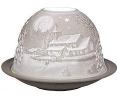 Räder Parfums Cadeau Objet GmbH Photophore Village dhiver, Porcelaine, Blanc, 12 x 12 x 8 cm