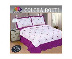 ForenTex Couvre-lit ms-2611 Couvre lit brodé Cousue avec taies pour Printemps/été/Automne Violet 190 x 260 cm + 1/50 X 70 Coussin 2Â