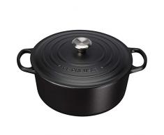 Le Creuset, Cocotte Signature en Fonte Ãmaillée avec Couvercle, à 34 cm, Ronde, Compatible avec Toutes Sources de Chaleur (Induction Incluse), Capacité : 12.6 L, 9.035 kg, Noir