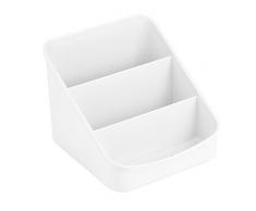 InterDesign Linus Organisateur Cuisine, Boite de Conservation en Plastique à 3 Compartiments pour emballages et épices, Blanc