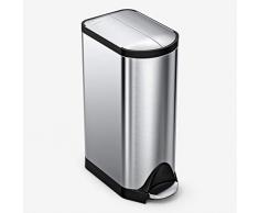 simplehuman, poubelle papillon à pédale, acier inoxydable brossé, 30 litres