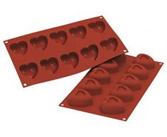Silikomart 20.088.00.0060 SF088 Moule Forme CÅur Savarin Taille Moyenne 10 CavitÃ©s Silicone Terre Cuite