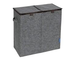 WENKO DIE BESSERE IDEE Panier Ã Linge Duo Feutre, Marron