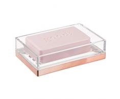 iDesign porte-savon, porte-éponge et savon élégant avec grille découlement pratique, organisateur dévier en plastique résistant, couleur or rose / transparent