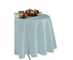 CALITEX Nappe en Toile cirÃ©e Ronde, PVC, Bleu Paon, 140x140 cm