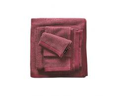 Marc OPolo Timeless Tone Stripe Serviette Bain, Eponge Coton tissÃ© Teint (550 GR/mÂ²), Deep Rose/Warm Red, 50 cm x 100 cm