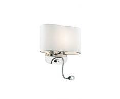 Ideal Lux 074900 SHERATON AP2 BIANCO, Monture en Métal Chromé. Abat-Jours en Lame PVC Recouvert en Tissu. Appliques avec Lumières à Contrôle Indépendant sur Un Seul Interrupteur, 2G7, 1 W, Blanc