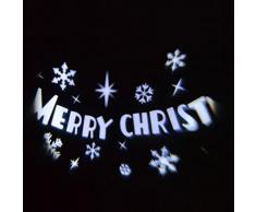 LuminalPark Projecteur Merry Christmas, Ã 10 x 16 x H 45 cm, LED Blanc Froid, Rotation Automatique