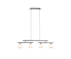 Brilliant AG G19472/15 Suspension 4 lumières ajustable MABELLA, G9 33 W, coloris chrome/blanc, Métal, 132 W, Gris