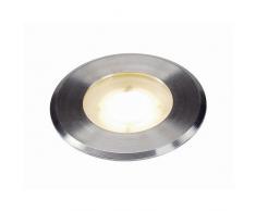 SLV 228412 DASAR Plat LED 230 V spot encastrable au sol, rond, 4,3 W LED, blanc chaud, en acier inoxydable, en acier, gris argenté,