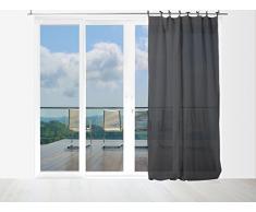 Soleil docre Voilage en Coton avec nouettes 140x240 cm Panama Anthracite, Gris, 250x140 cm