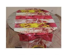 Soleil docre 855612 Nappe Cristal Rond Imprimé Beautiful Rose PVC Transparent 160 x 160 cm