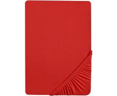 Castell 77113/176/041 Drap Housse en Jersey Stretch pour un Lit Rouge 140 x 200 cm Ã 160 x 200 cm