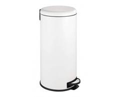 Wenko 22709100 Poubelle à pédale en Acier Inox Leman Easy Close - 30 L - Blanc