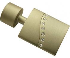 Gardinia Extrémité Plate avec Strass, 2 x Queue, métal, Champagne, pour Rideau Ø 19 mm, 7 cm