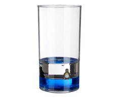 Premier Housewares Gobelet avec Flottant Pingouins, Acrylique, Transparent/Bleu, 7Â x 7Â x 12Â cm