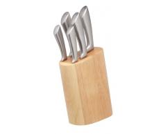 Kitchen Craft MCKNB60 Set de 5 Couteaux, Métal, Argent/Brun, 9 x 12 x 16 cm