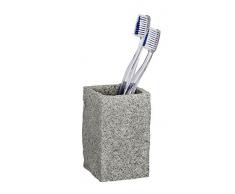Wenko 20437100 Gobelet à Brosse à Dents Poly Résine Gris Granite 11 x 6,5 x 2,5 cm