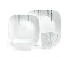 Corelle Gouttes de Pluie Puce et rÃ©sistant Ã la Casse de Table, Verre, Bleu/Gris, Lot de 16