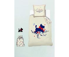 Chipie Parure de lit Enfant Fille 100% Coton 57 Fils, Ecrue, 140X200CM+65X65CM