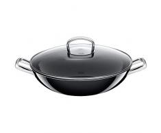 Silit 2137267140 Wok avec Couvercle, Ãmail, Noir, 32 cm
