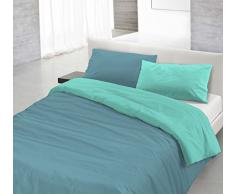 Italian Bed Linen CP-NC-Ottanio/Verde acqua-1P Natural Color housse de couette double-face couleur unie avec taies doreiller, 100Â % Coton, Sarcelle/Vert Eau, single
